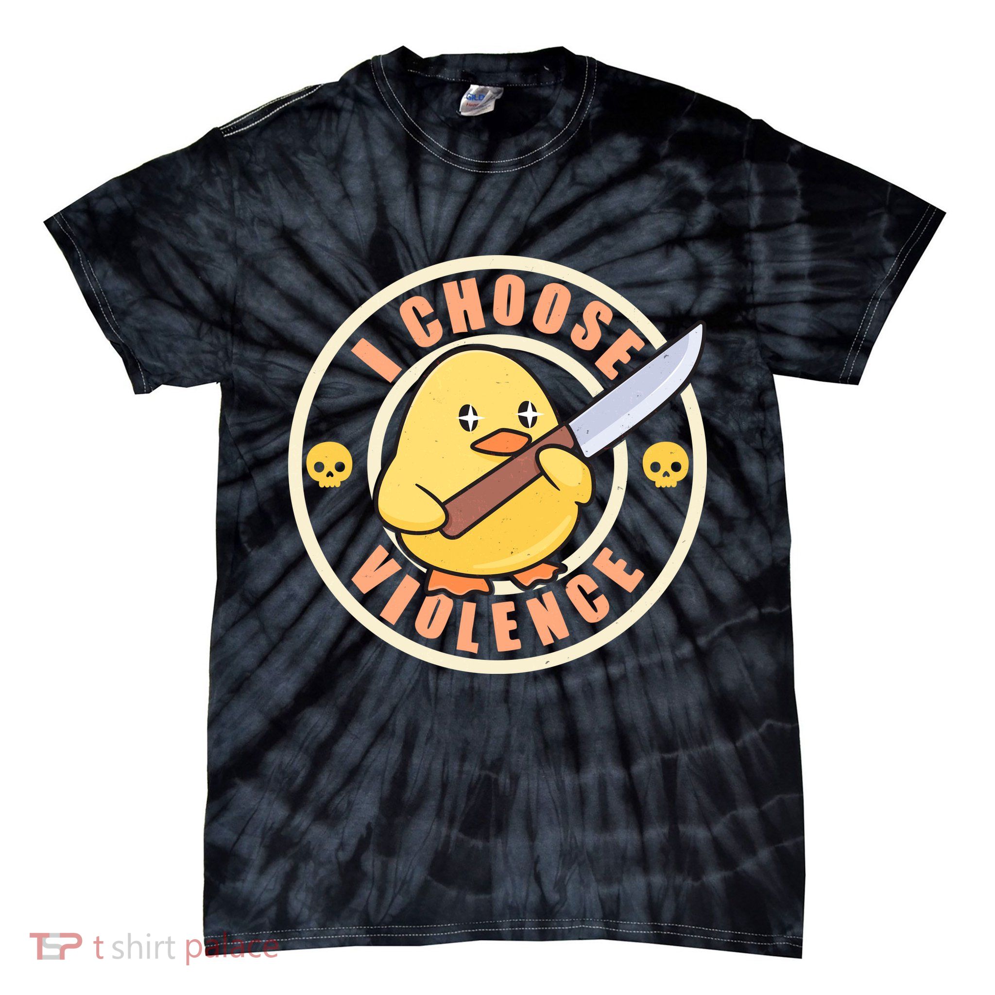 Funny I Choose Violence Baby Chick With Knife Tie-Dye T-Shirt