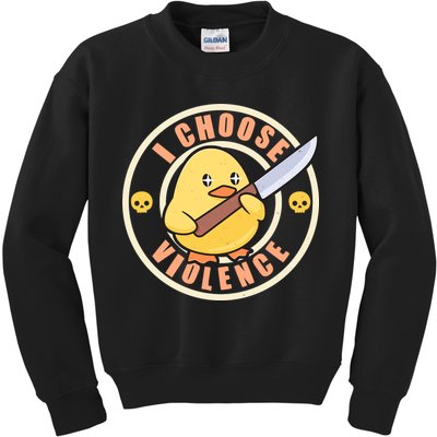 Funny I Choose Violence Baby Chick With Knife Kids Sweatshirt