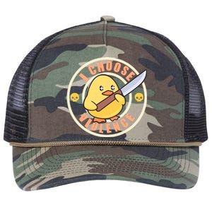 Funny I Choose Violence Baby Chick With Knife Retro Rope Trucker Hat Cap