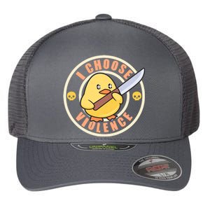 Funny I Choose Violence Baby Chick With Knife Flexfit Unipanel Trucker Cap