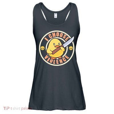 Funny I Choose Violence Baby Chick With Knife Ladies Essential Flowy Tank