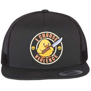 Funny I Choose Violence Baby Chick With Knife Flat Bill Trucker Hat