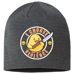 Funny I Choose Violence Baby Chick With Knife Sustainable Beanie