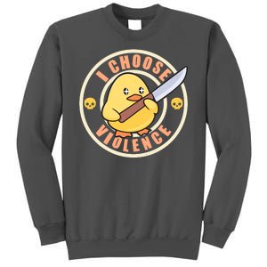 Funny I Choose Violence Baby Chick With Knife Tall Sweatshirt