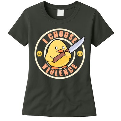 Funny I Choose Violence Baby Chick With Knife Womens T-Shirt