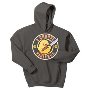 Funny I Choose Violence Baby Chick With Knife Kids Hoodie