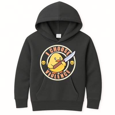 Funny I Choose Violence Baby Chick With Knife Kids Hoodie