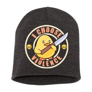 Funny I Choose Violence Baby Chick With Knife Short Acrylic Beanie