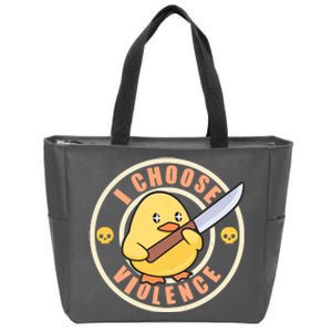 Funny I Choose Violence Baby Chick With Knife Zip Tote Bag