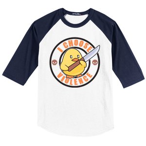 Funny I Choose Violence Baby Chick With Knife Baseball Sleeve Shirt