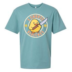 Funny I Choose Violence Baby Chick With Knife Sueded Cloud Jersey T-Shirt