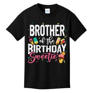 Funny Ice Cream Theme Party Brother Of The Birthday Sweetie Kids T-Shirt