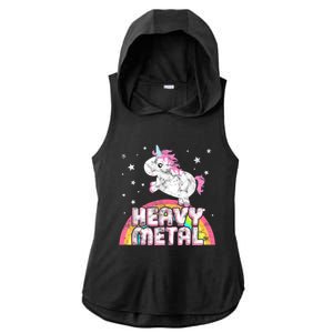 Funny Ironic Cool Unicorn Heavy Metal Music Festival Ladies PosiCharge Tri-Blend Wicking Draft Hoodie Tank