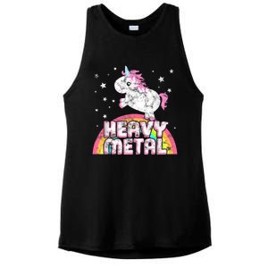 Funny Ironic Cool Unicorn Heavy Metal Music Festival Ladies PosiCharge Tri-Blend Wicking Tank