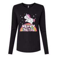 Funny Ironic Cool Unicorn Heavy Metal Music Festival Womens Cotton Relaxed Long Sleeve T-Shirt