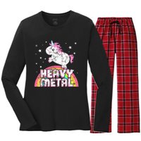 Funny Ironic Cool Unicorn Heavy Metal Music Festival Women's Long Sleeve Flannel Pajama Set 