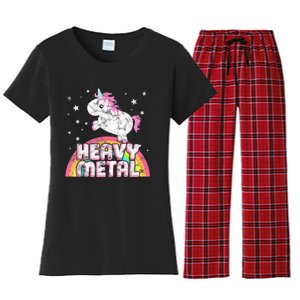 Funny Ironic Cool Unicorn Heavy Metal Music Festival Women's Flannel Pajama Set