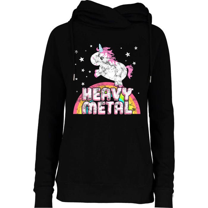 Funny Ironic Cool Unicorn Heavy Metal Music Festival Womens Funnel Neck Pullover Hood