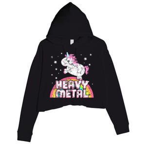 Funny Ironic Cool Unicorn Heavy Metal Music Festival Crop Fleece Hoodie