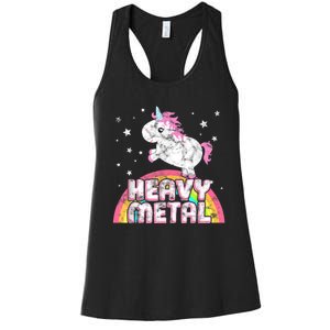 Funny Ironic Cool Unicorn Heavy Metal Music Festival Women's Racerback Tank