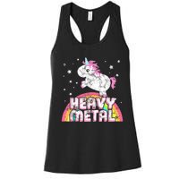 Funny Ironic Cool Unicorn Heavy Metal Music Festival Women's Racerback Tank