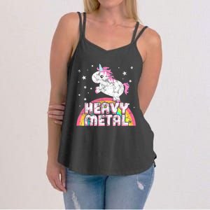 Funny Ironic Cool Unicorn Heavy Metal Music Festival Women's Strappy Tank