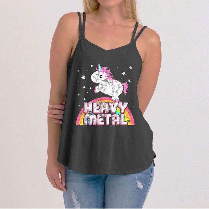 Funny Ironic Cool Unicorn Heavy Metal Music Festival Women's Strappy Tank