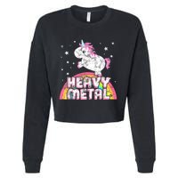 Funny Ironic Cool Unicorn Heavy Metal Music Festival Cropped Pullover Crew