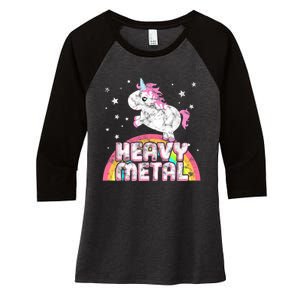 Funny Ironic Cool Unicorn Heavy Metal Music Festival Women's Tri-Blend 3/4-Sleeve Raglan Shirt