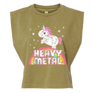 Funny Ironic Cool Unicorn Heavy Metal Music Festival Garment-Dyed Women's Muscle Tee