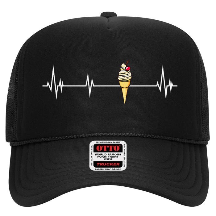 Funny Ice Cream Ice Cream Lover Gift Ice Cream High Crown Mesh Back Trucker Hat