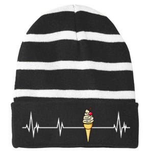 Funny Ice Cream Ice Cream Lover Gift Ice Cream Striped Beanie with Solid Band