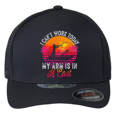 Fisherman I Can't Work Today My Arm Is in Cast Flexfit Unipanel Trucker Cap