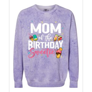 Funny Ice Cream Theme Party Mom Of The Birthday Sweetie Colorblast Crewneck Sweatshirt