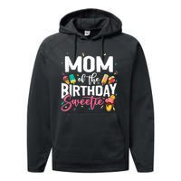 Funny Ice Cream Theme Party Mom Of The Birthday Sweetie Performance Fleece Hoodie