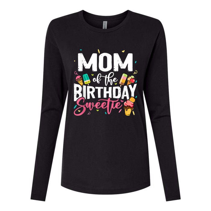 Funny Ice Cream Theme Party Mom Of The Birthday Sweetie Womens Cotton Relaxed Long Sleeve T-Shirt