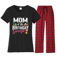 Funny Ice Cream Theme Party Mom Of The Birthday Sweetie Women's Flannel Pajama Set