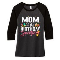 Funny Ice Cream Theme Party Mom Of The Birthday Sweetie Women's Tri-Blend 3/4-Sleeve Raglan Shirt