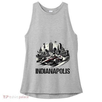 Formula Indianapolis City Indiana Circuit Racetrack Fast Ladies PosiCharge Tri-Blend Wicking Tank