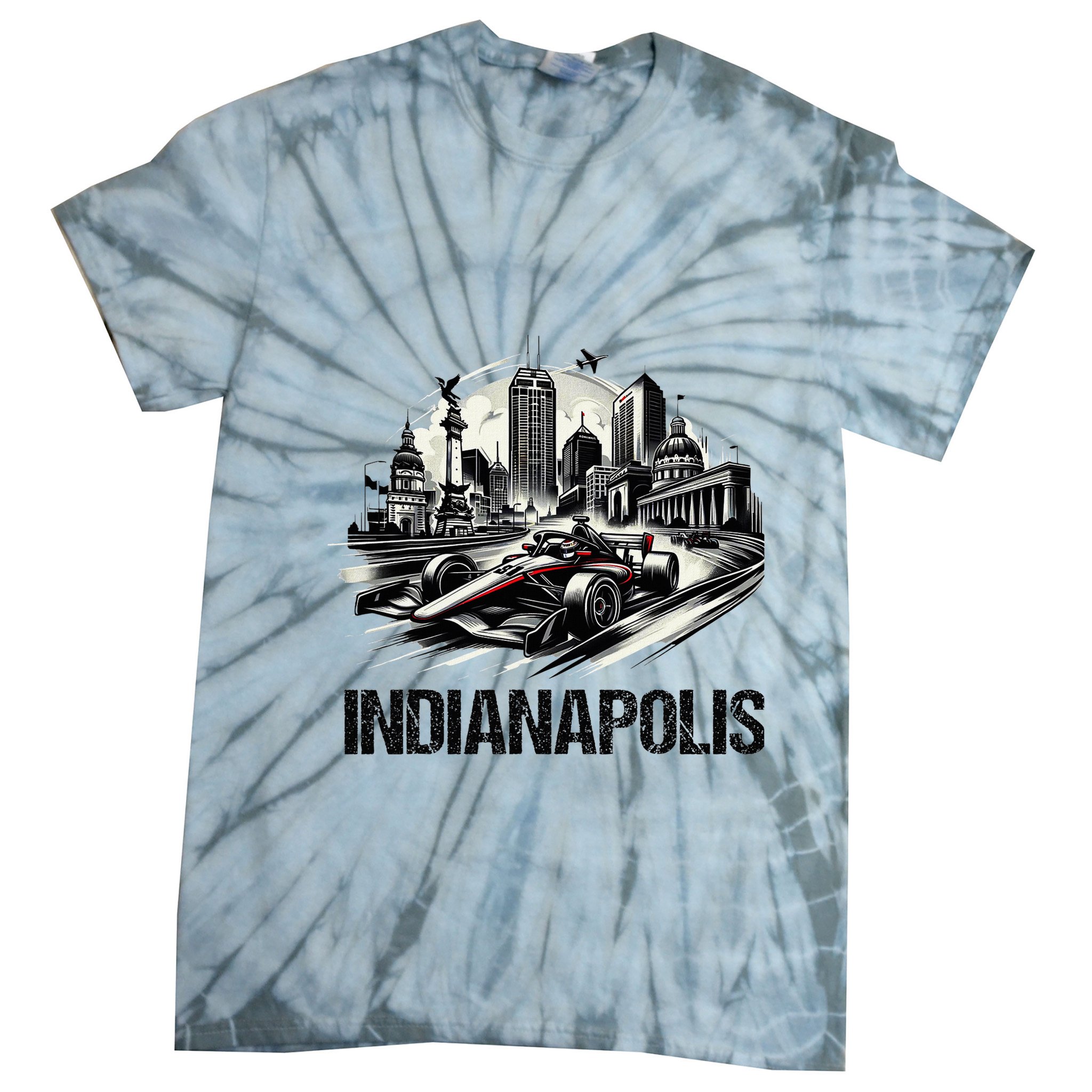 Formula Indianapolis City Indiana Circuit Racetrack Fast Tie-Dye T-Shirt