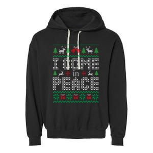 Funny I Come In Peace Couple Matching Ugly Christmas Sweater Garment-Dyed Fleece Hoodie