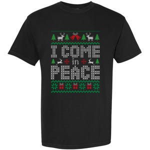 Funny I Come In Peace Couple Matching Ugly Christmas Sweater Garment-Dyed Heavyweight T-Shirt