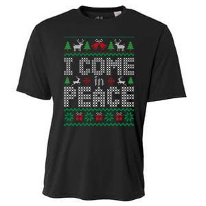 Funny I Come In Peace Couple Matching Ugly Christmas Sweater Cooling Performance Crew T-Shirt