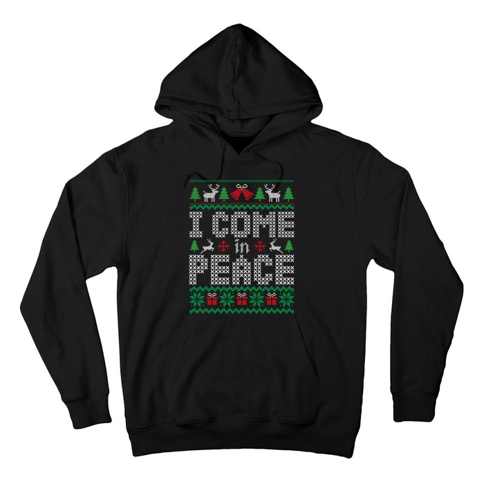 Funny I Come In Peace Couple Matching Ugly Christmas Sweater Hoodie