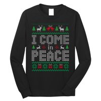 Funny I Come In Peace Couple Matching Ugly Christmas Sweater Long Sleeve Shirt