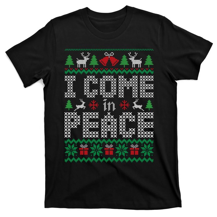 Funny I Come In Peace Couple Matching Ugly Christmas Sweater T-Shirt