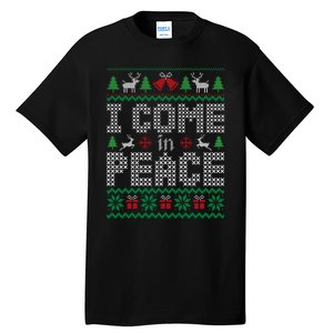 Funny I Come In Peace Couple Matching Ugly Christmas Sweater Tall T-Shirt