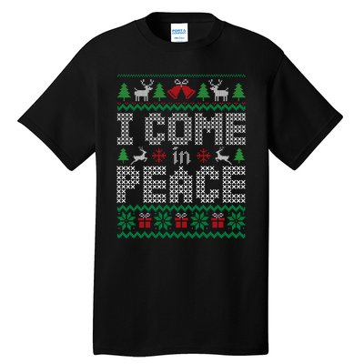 Funny I Come In Peace Couple Matching Ugly Christmas Sweater Tall T-Shirt