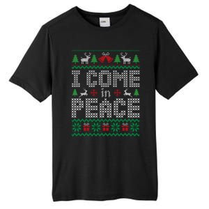 Funny I Come In Peace Couple Matching Ugly Christmas Sweater Tall Fusion ChromaSoft Performance T-Shirt