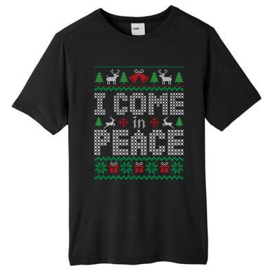 Funny I Come In Peace Couple Matching Ugly Christmas Sweater Tall Fusion ChromaSoft Performance T-Shirt